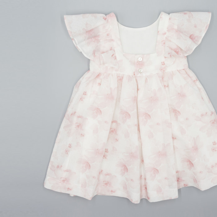 Vestido corto de ceremonia estampado de flores y volantes