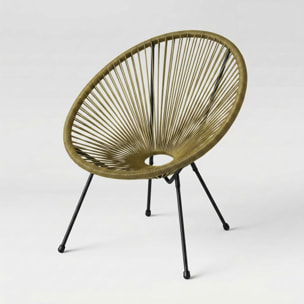 Sedia da giardino in acciaio e vimini sintetico multistring, poltrona outdoor design moderno, resistente a UV e acqua, antiruggine e facile da montare, seduta ergonomica e traspirante, ideale per balcone terrazzo e giardino