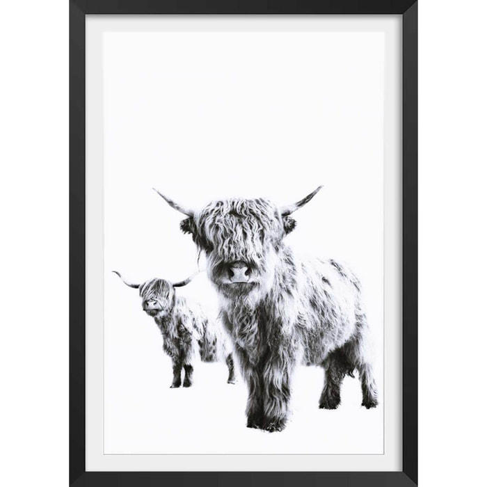 Affiche enfant jumelles  Affiche + cadre en bois - Noir