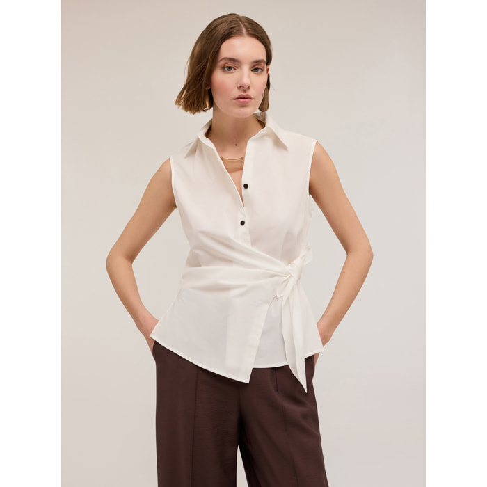 Motivi - Camisa sin mangas cruzada - Blanco