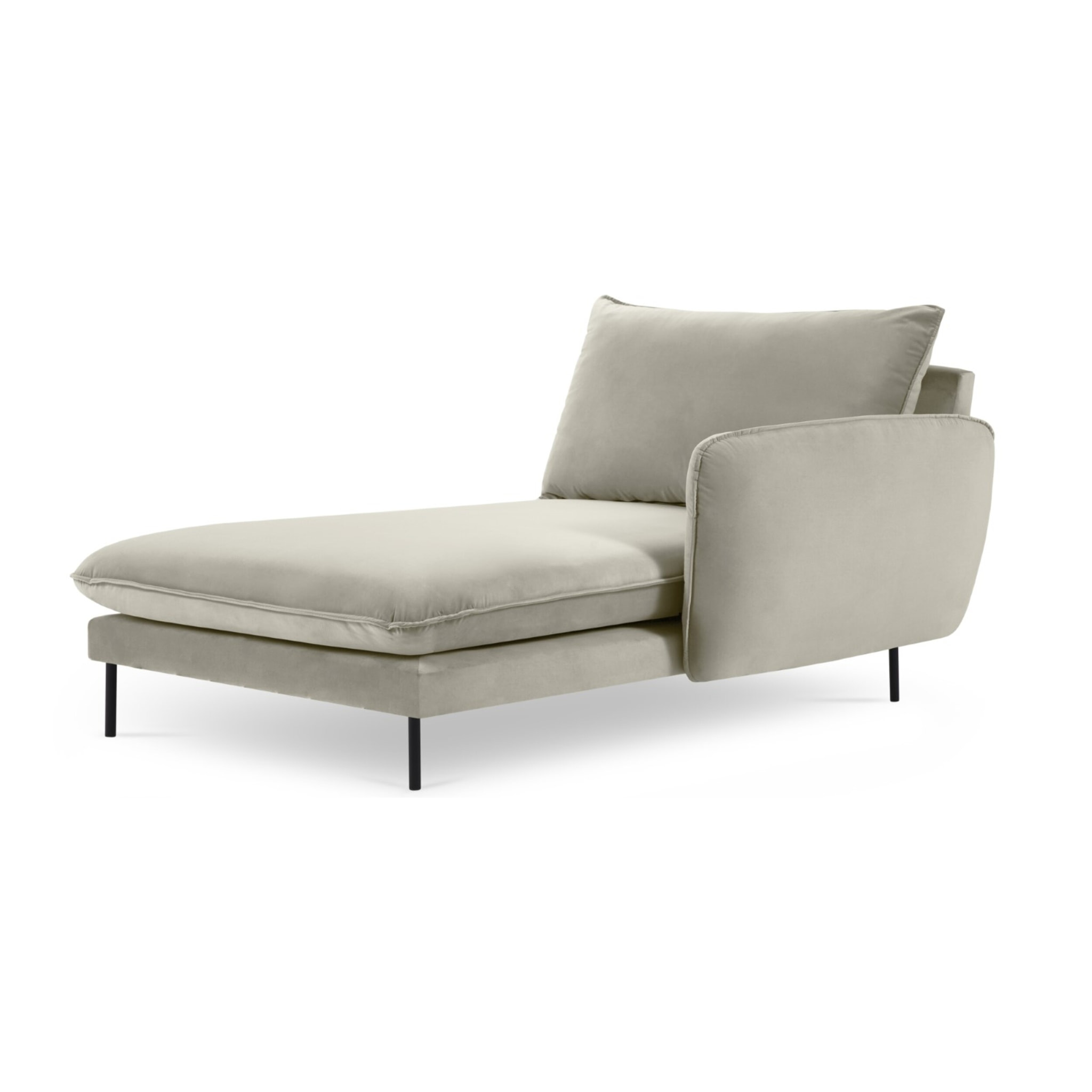 Méridienne droite "Vienna" en velours beige