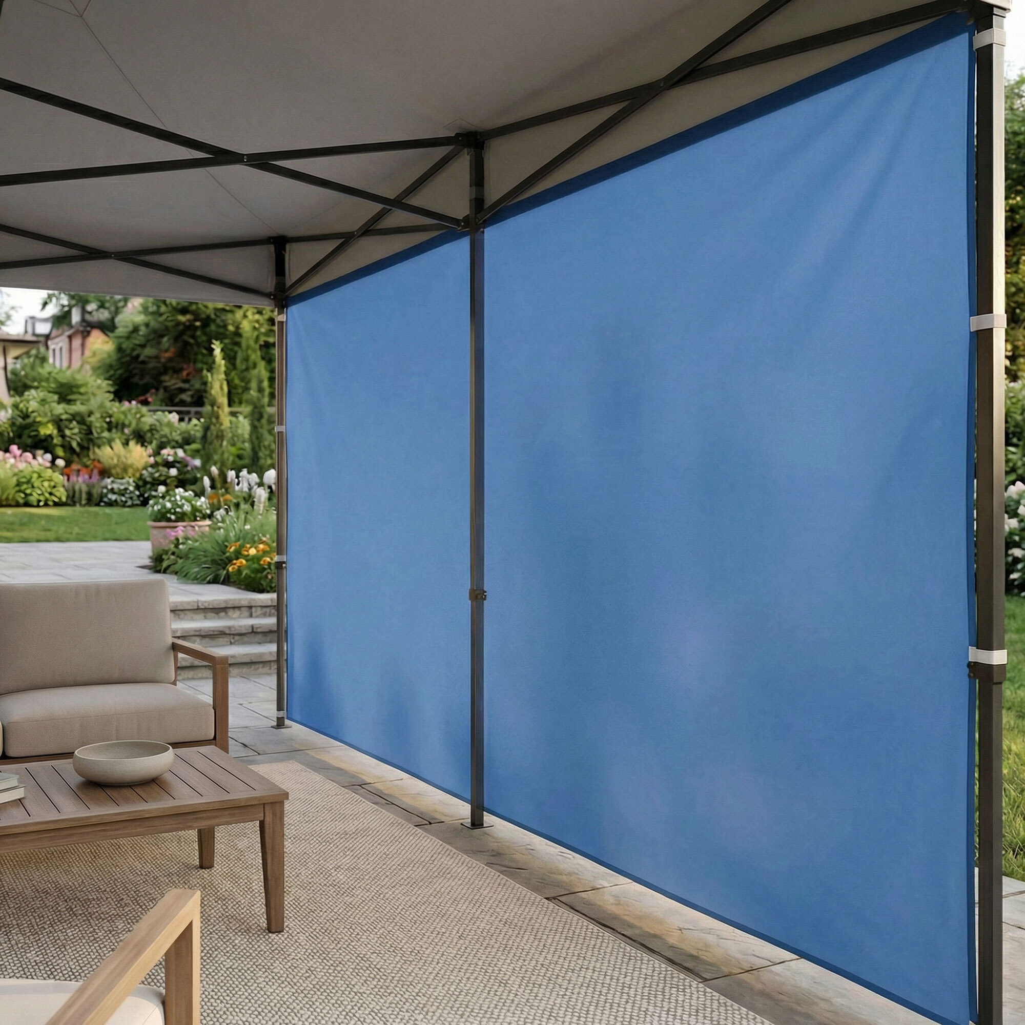 Telo laterale per gazebo da giardino 3X4,5 M. Telo con velcro vari colori blu