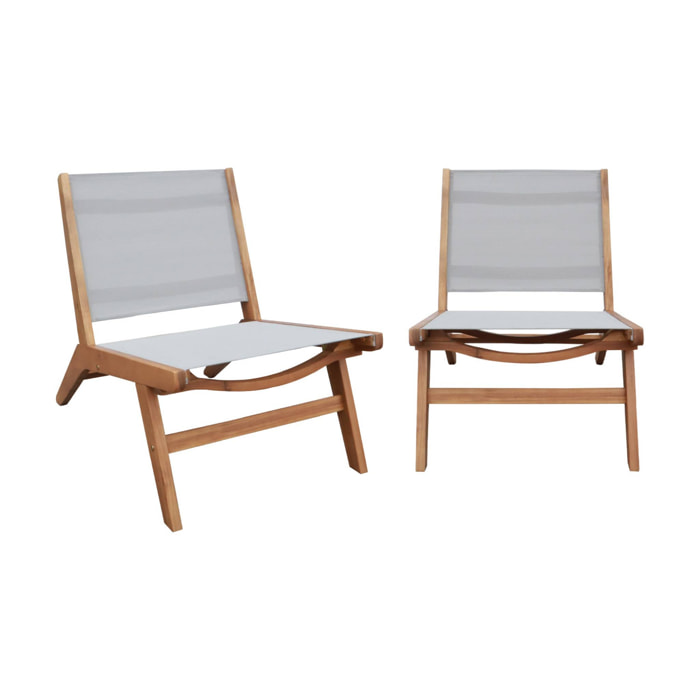 Fauteuil relax bois d'acacia et textilène (lot de 2) MADERA