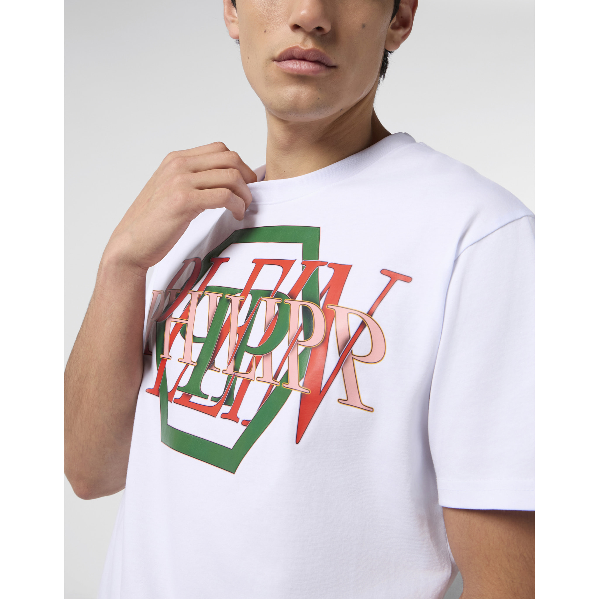 PHILIPP PLEIN Round Neck T-Shirt Logo Hexagon
