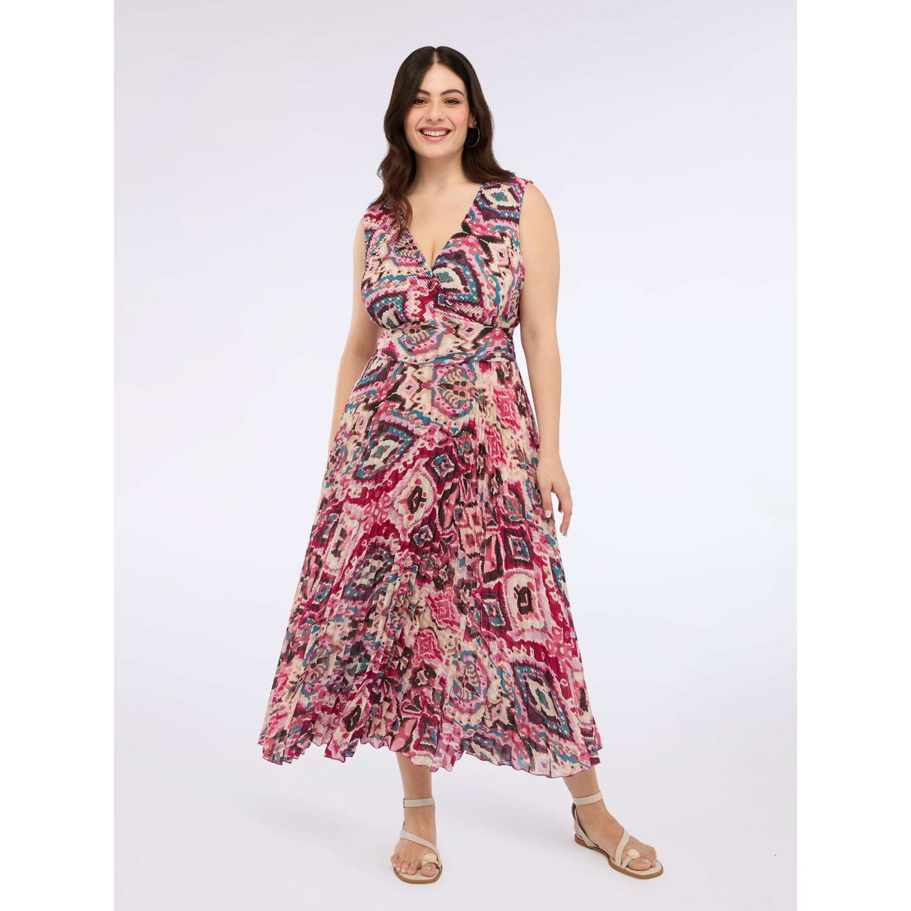 Fiorella Rubino - Vestito lungo stampato plissé - Bordeaux