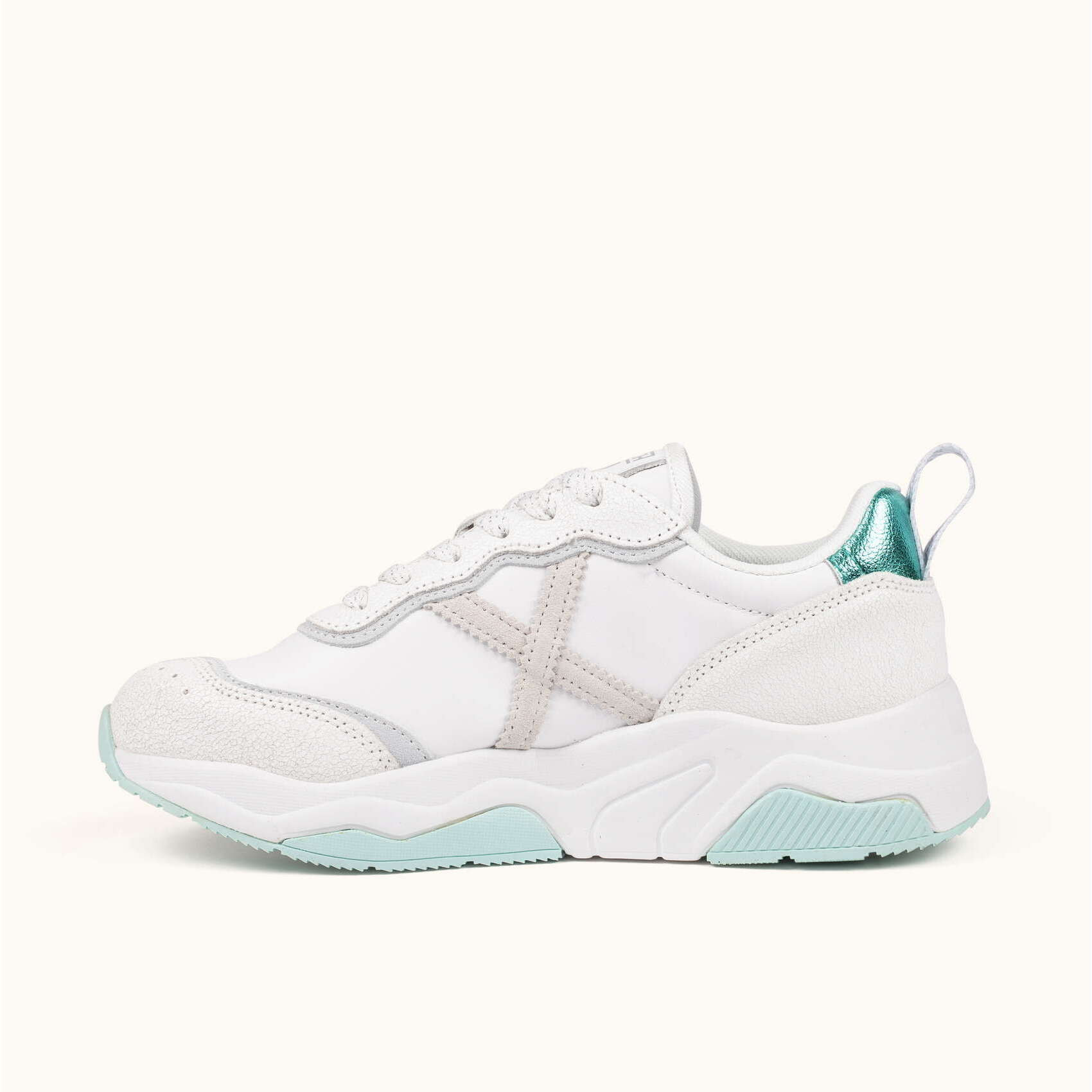 MUNICH WAVE 185 Zapatillas de diseño retro con volumen Blanco y Verde Menta