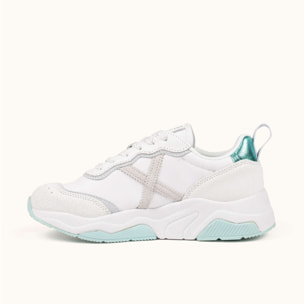 MUNICH WAVE 185 Zapatillas de diseño retro con volumen Blanco y Verde Menta