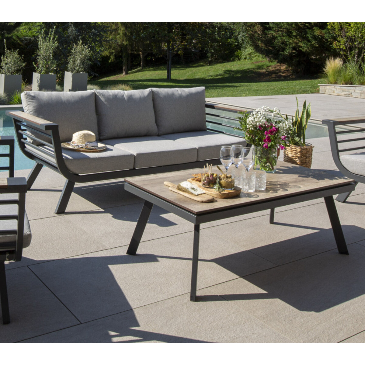 Salon de jardin en aluminium - 5 places - CARMEL