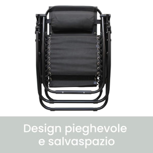 INTRECCI Sedia Zero Gravity Pieghevole Reclinabile da Giardino Terrazzo con Cuscino, Sedia Sdraio in Acciaio per Esterno Decorativa Balcone Verde
