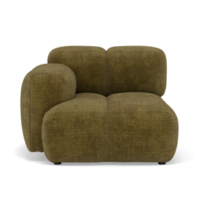 Grace - module d'assise gauche en velours texturé - Vert Olive