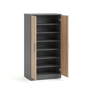 Zapatero de 2 puertas en gris grafito y roble canadian 55x108 cm Liam Gris Grafito - Roble Canadian