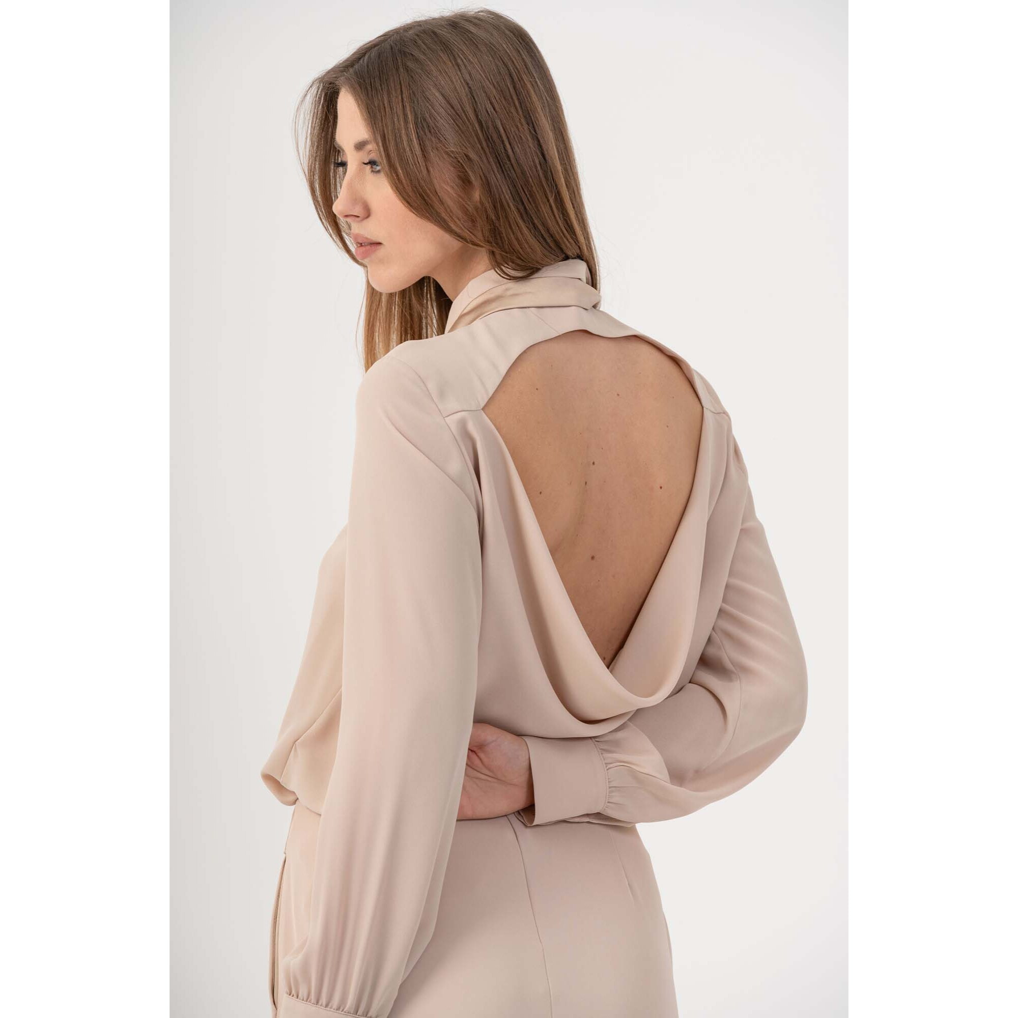 Kocca - Blusa elegante con cravatta Donna, Tinta unita, Girocollo