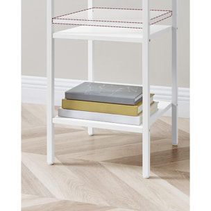 Comodino moderno alto con cassetto e ripiani in bianco