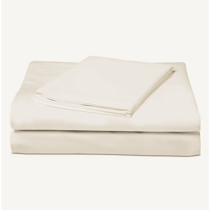 COMPLETO LENZUOLA UNA PIAZZA E MEZZA COL.PANNA 60 FILI TINTA UNITA H.30