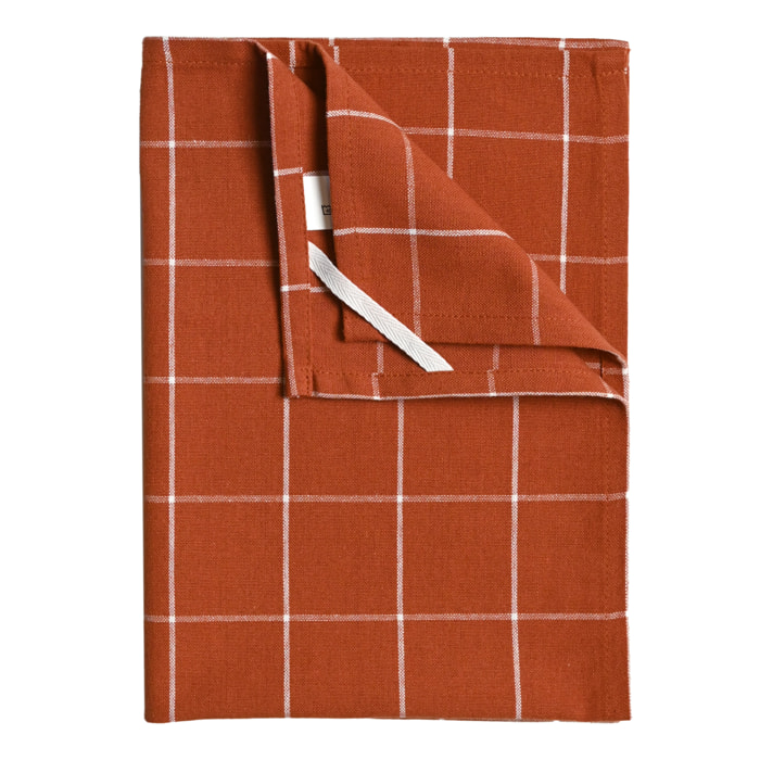 Torchon de cuisine en coton à motif carreaux - Terracotta