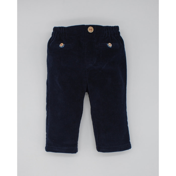 PANTALÓN BOLSILLOS OJAL PANA AZUL