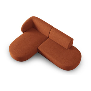 Canapé d'angle modulable gauche "Lionel" 4 places en chenille mélange terracotta