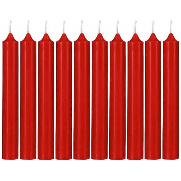 Juego de 10 velas rojas con palos h.16cm