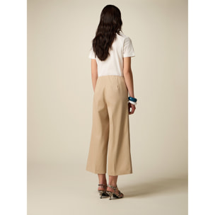 Oltre - Pantaloni cropped misto cotone - Beige
