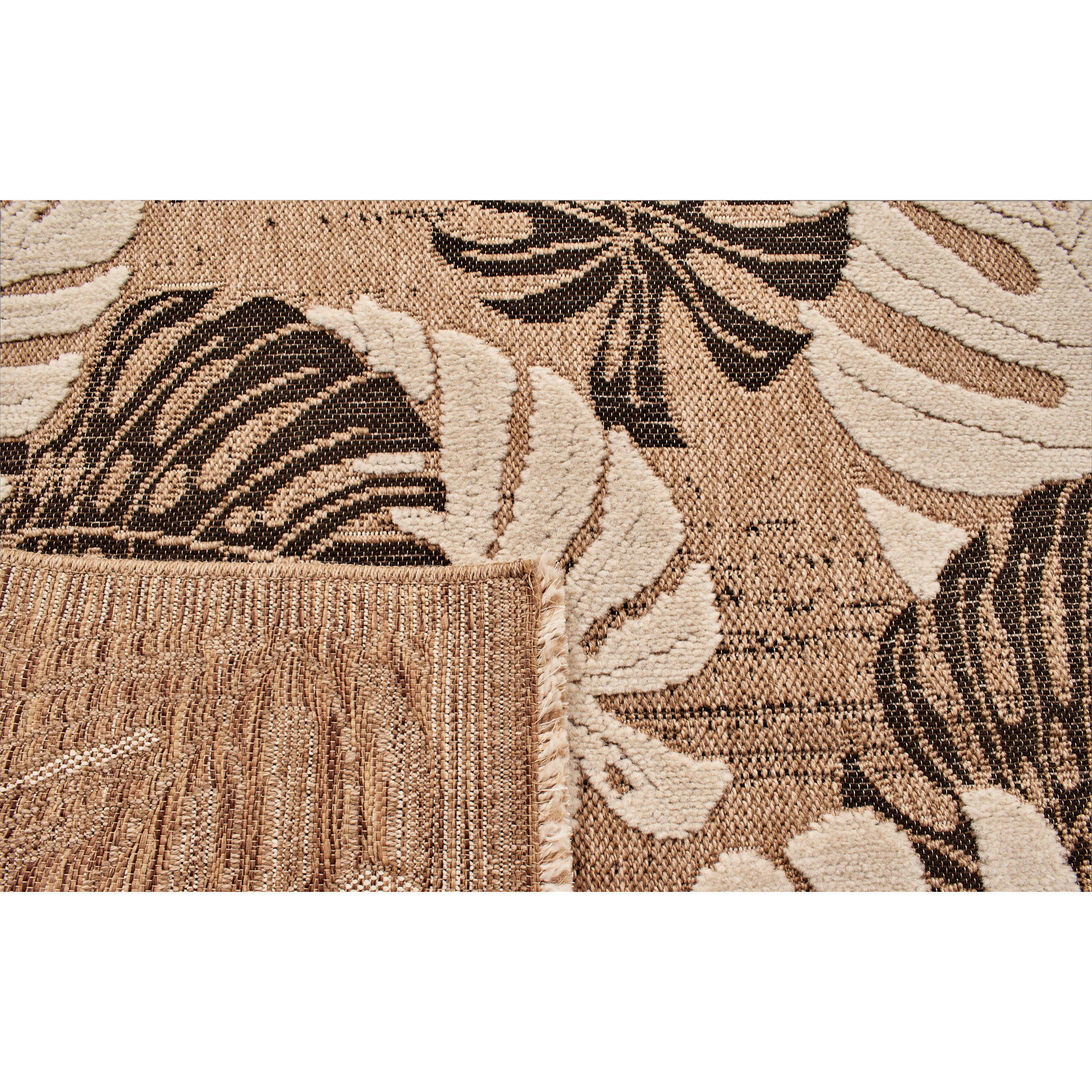 Tulum - Tapis effet jute motif feuille