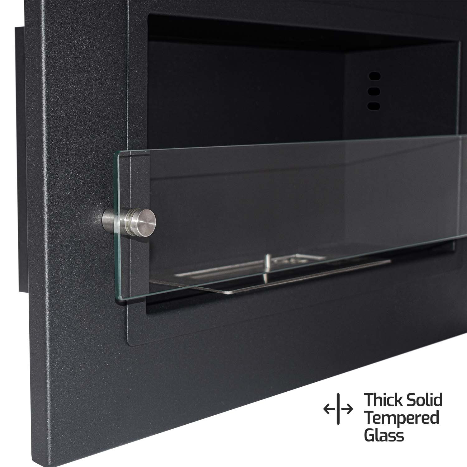 Adriano - Caminetto a bioetanolo da incasso con 1 bruciatore da 1.5L 64x40cm nero