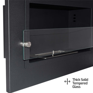 Adriano - Caminetto a bioetanolo da incasso con 1 bruciatore da 1.5L 64x40cm nero