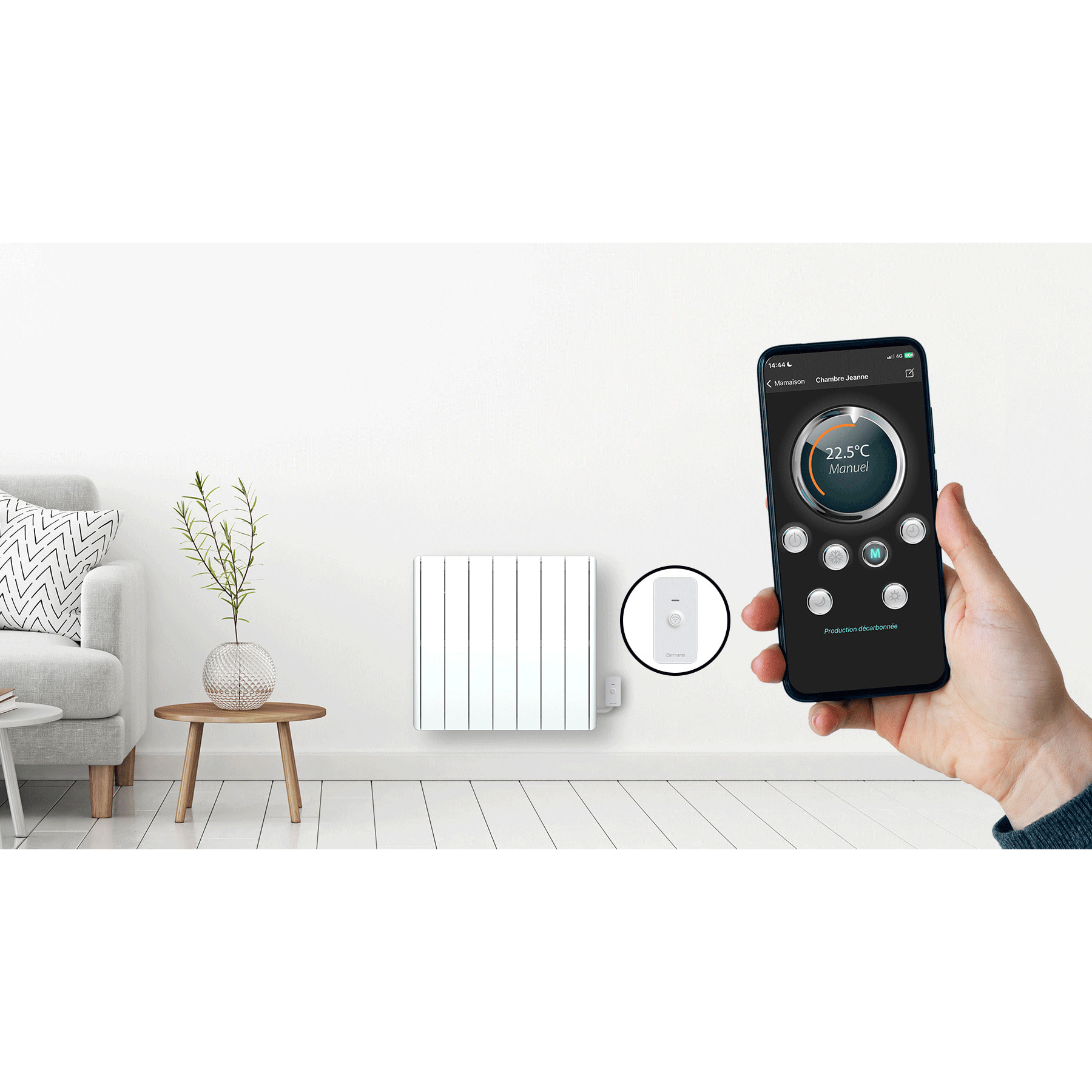 Radiateur électrique LCD fonte blanc 1500W Connecté