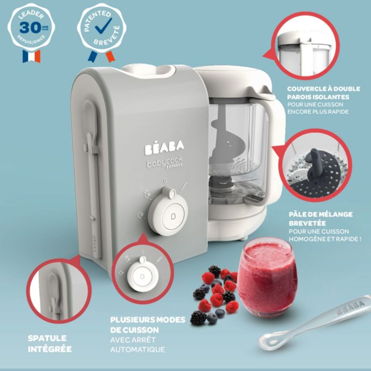 Mixeur Cuiseur Bébé BEABA Babycook Express -Gris Velours
