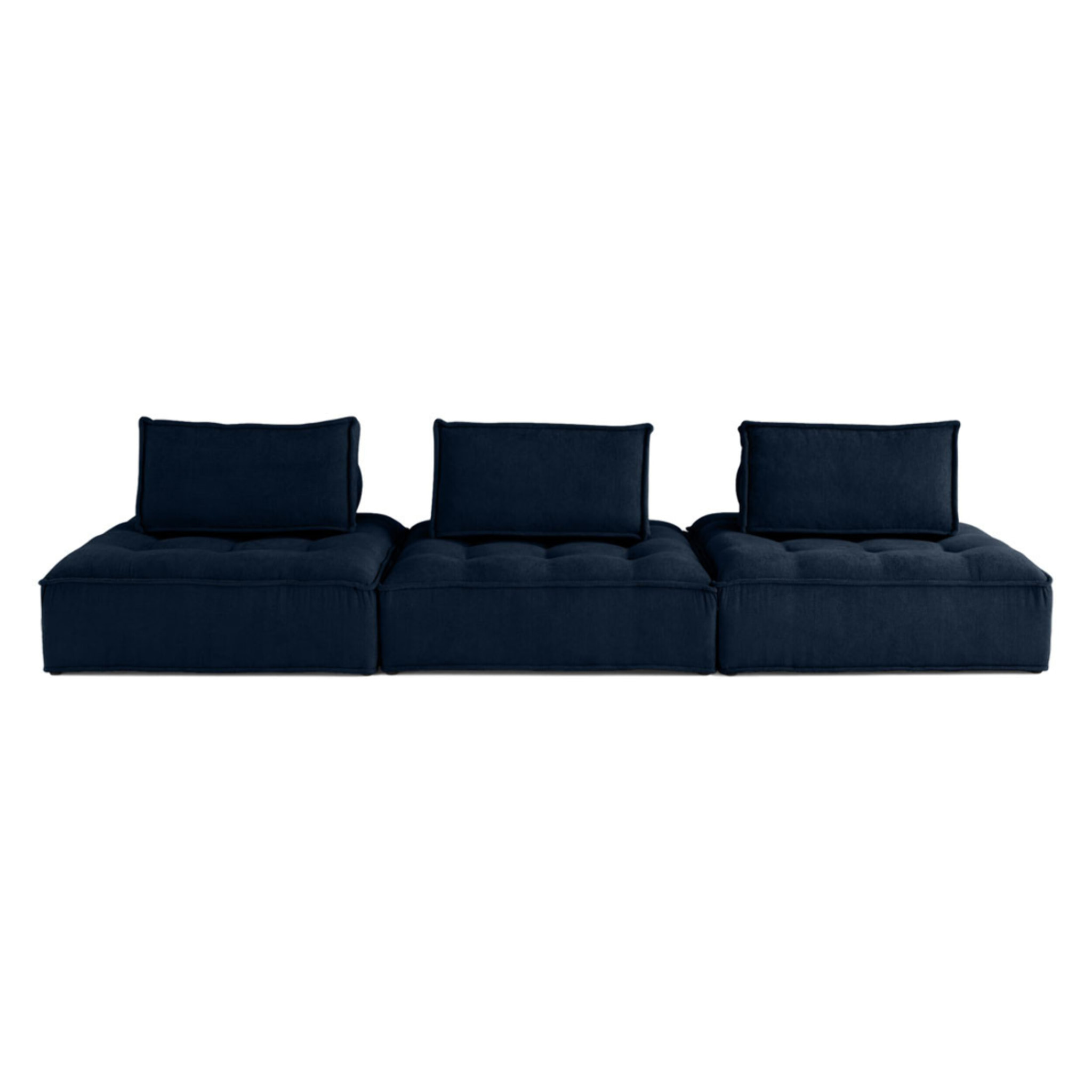Marisol - canapé modulable droit 3 places - velours texturé - Bleu