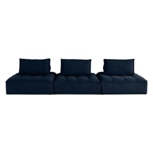 Marisol - canapé modulable droit 3 places - velours texturé - Bleu