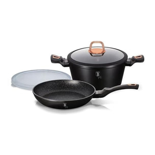 Batterie de cuisine 4 pièces Rose Noir BerlingerHaus BH-7741T