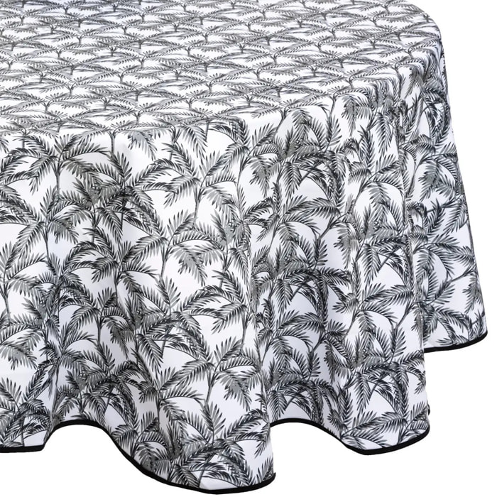 Nappe anti-tache "Palmier" - gris foncé - D180 cm