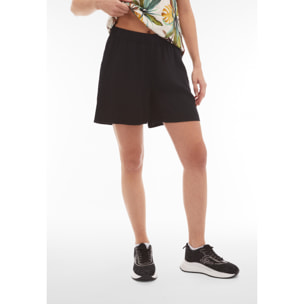 Pantaloni short da donna in lino viscosa con gamba ampia