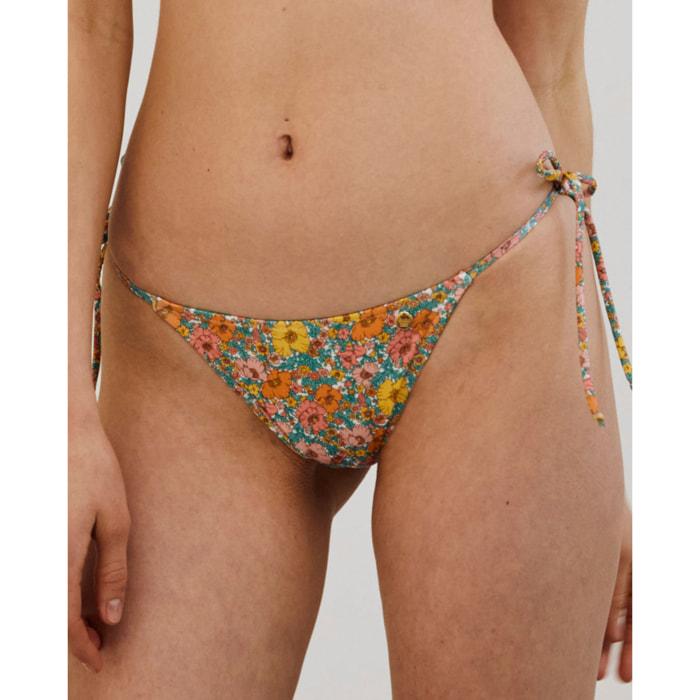 Braga de bikini con lazos y estampado de flores