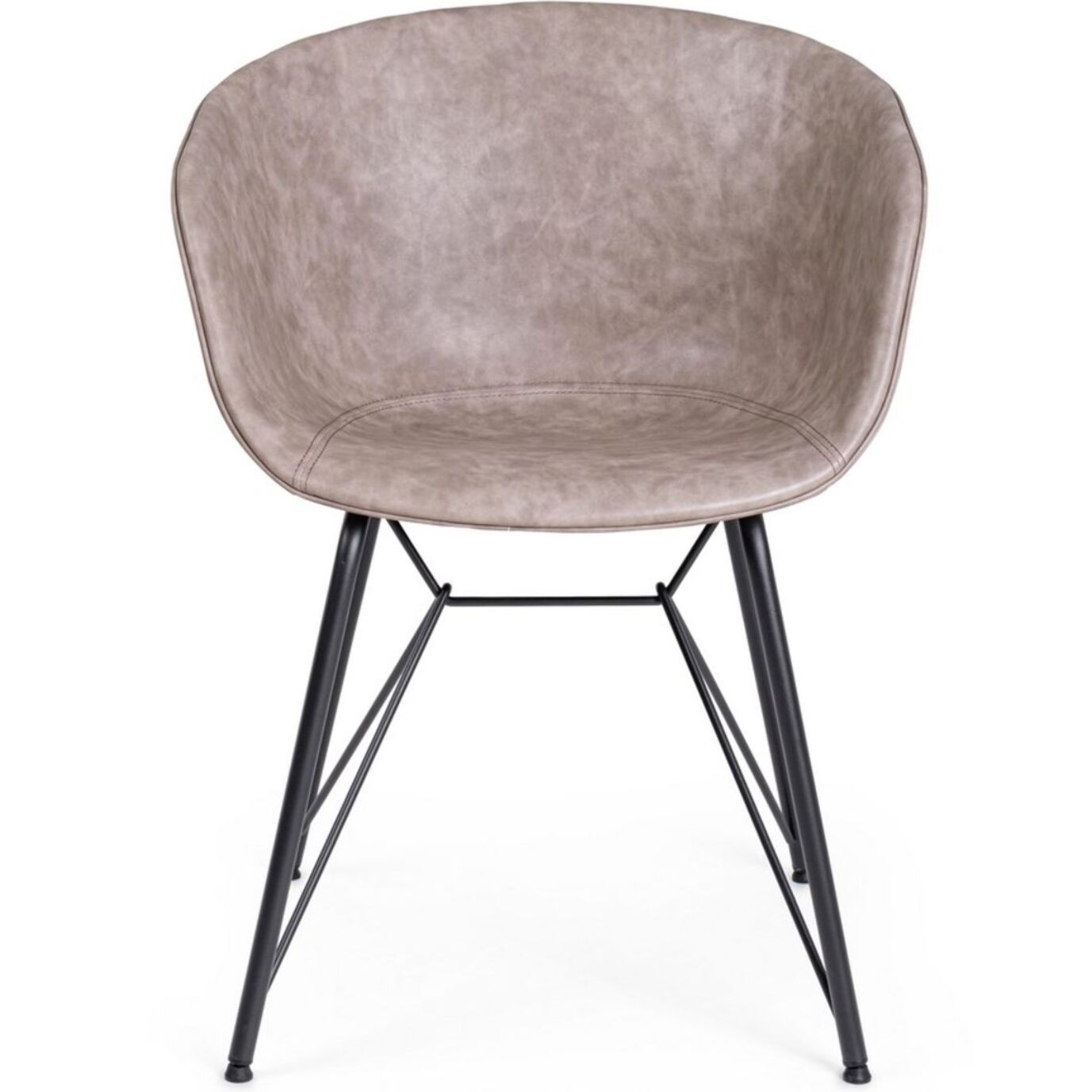 Set di poltroncine WARHOL in similpelle beige e gambe in acciaio nero, con braccioli