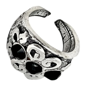 Anillo A3 cristal Sw negro y plata 10µ