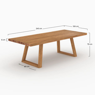 Table de jardin rectangulaire en bois de teck recyclé 10 personnes - Luma