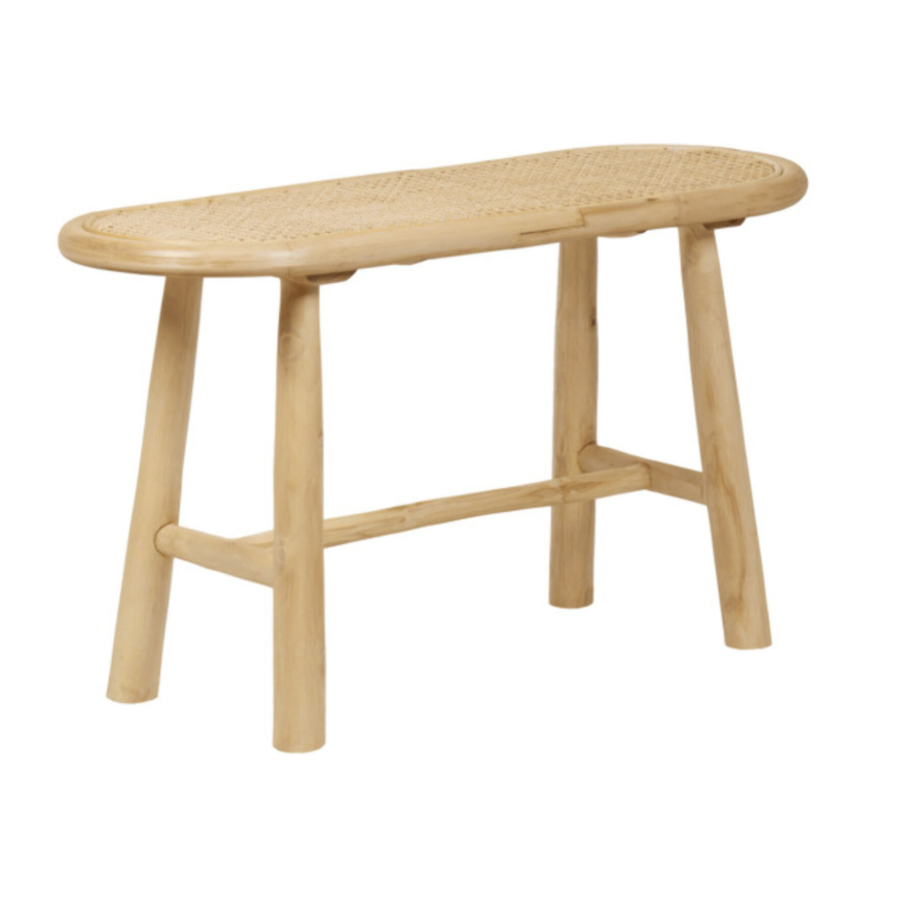 Banc bout de lit 80 cm en rotin et bois de teck exotique - LESLIE