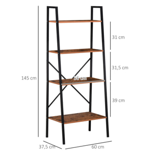 Estantería de Escalera Industrial con 5 Estantes 60x35x145cm