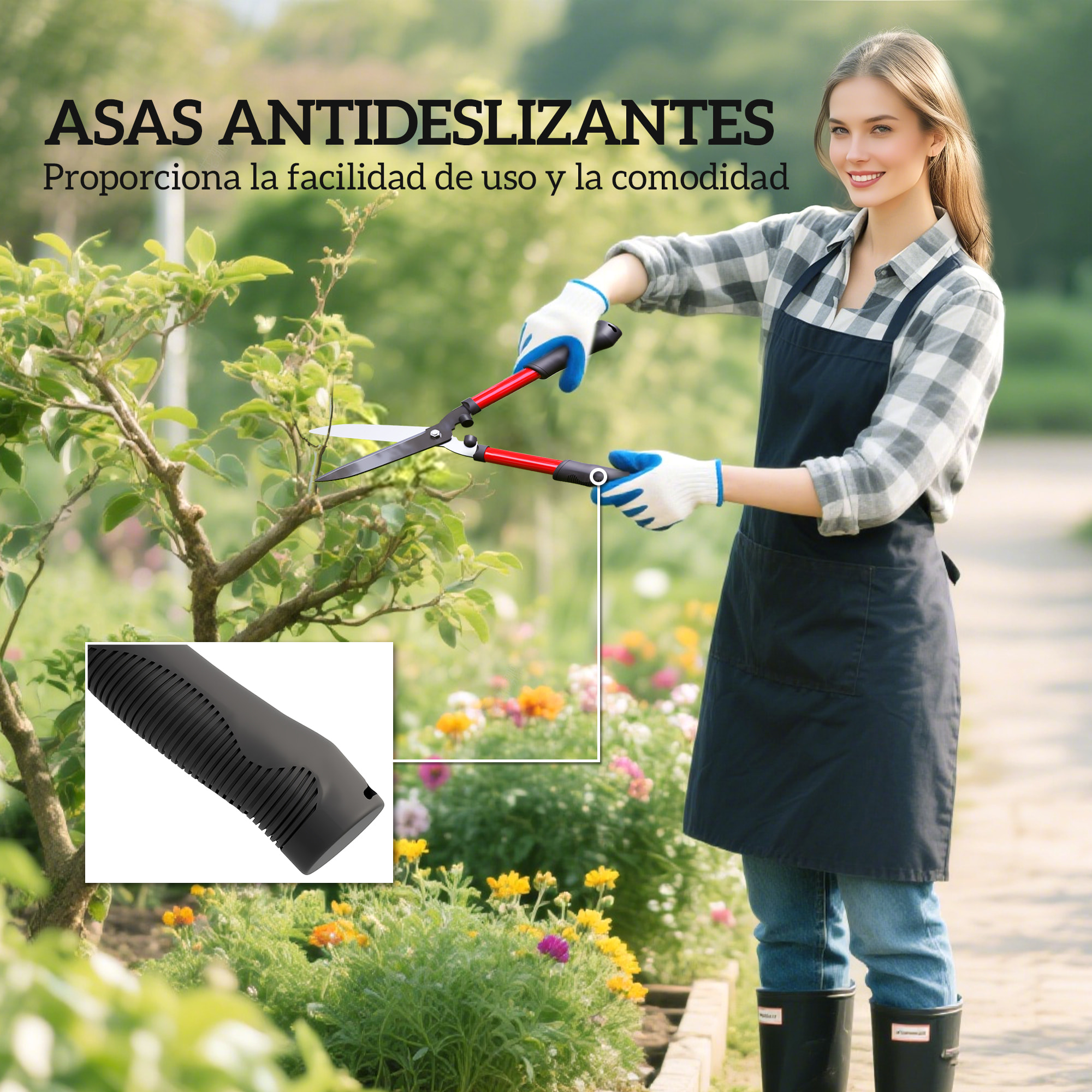 Juego de Herramientas para Jardín de 3 Piezas Juego de Herramientas Jardinería con Tijeras de Jardín Cortarramas Tijeras de Podar y Mangos de Goma Antideslizantes Ligera Para Podar Plantas