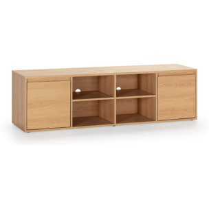 Mueble TV Tori 2 Puertas 4 Huecos, Color Roble, 160 cm