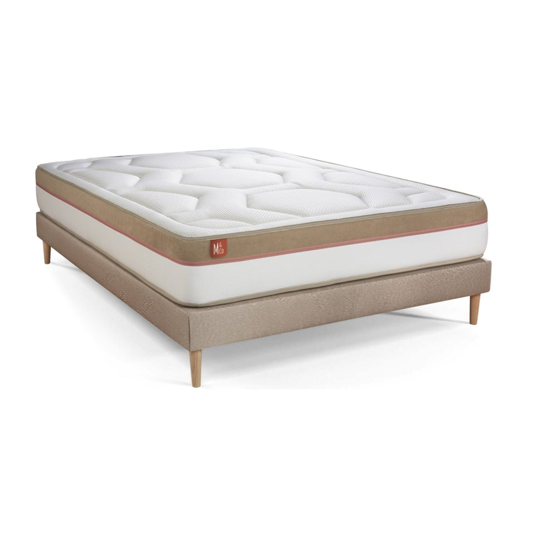 Ensemble Matelas Le Cosy - 30cm - Mémoire de forme - Confort durable - Sommier kit Beige