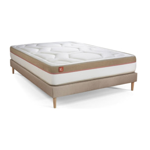 Ensemble Matelas Le Cosy - 30cm - Mémoire de forme - Confort durable - Sommier kit Beige