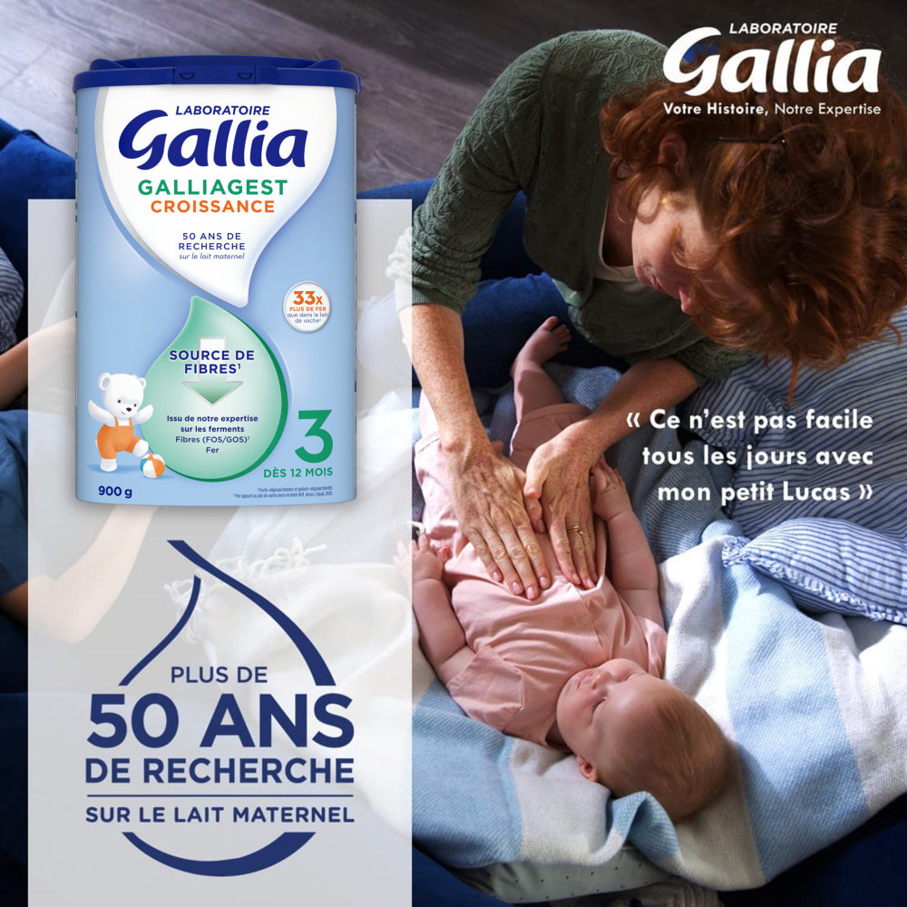 3 Boîtes de Lait en poudre Galliagest Premium Croissance (3x900g) - Gallia De 12 à 18 Mois