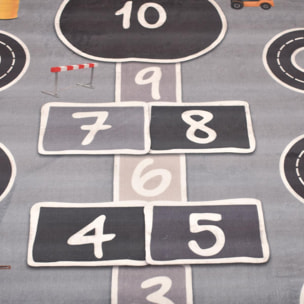 Tapis enfant 80x150 MAREL Gris, très doux et facile d'entretien