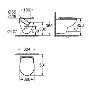 GROHE Bau Céramique Set WC suspendu sans bride