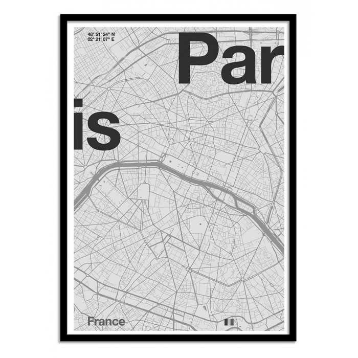 Art-Poster - Paris Minimalist map - Florent Bodart - 50 x 70 cm