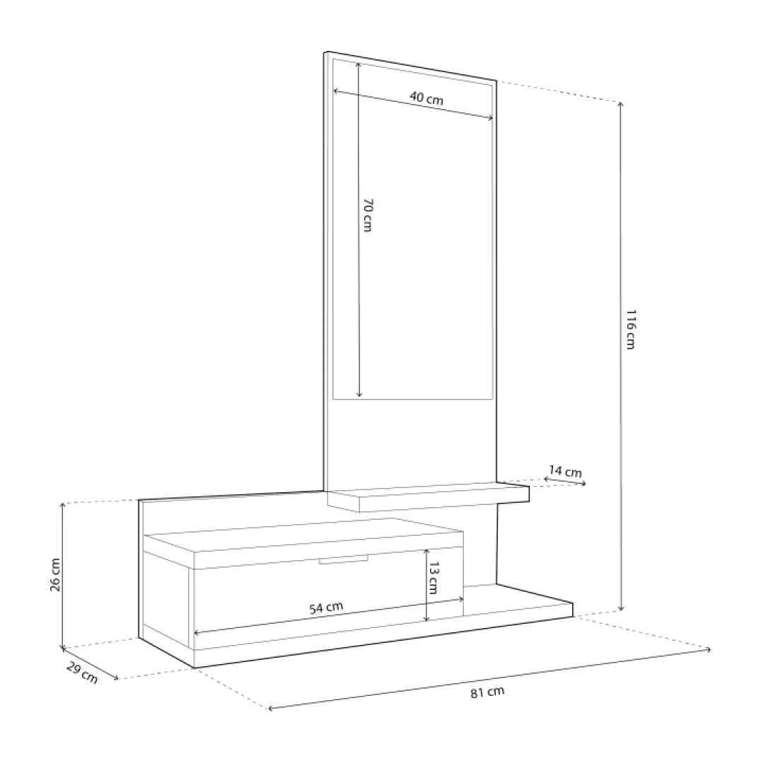 Mueble de recibidor Dahlia Blanco Artik (Blanco Mate) - Roble Nodi