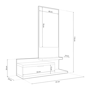 Mueble de recibidor Dahlia Blanco Artik (Blanco Mate) - Roble Nodi