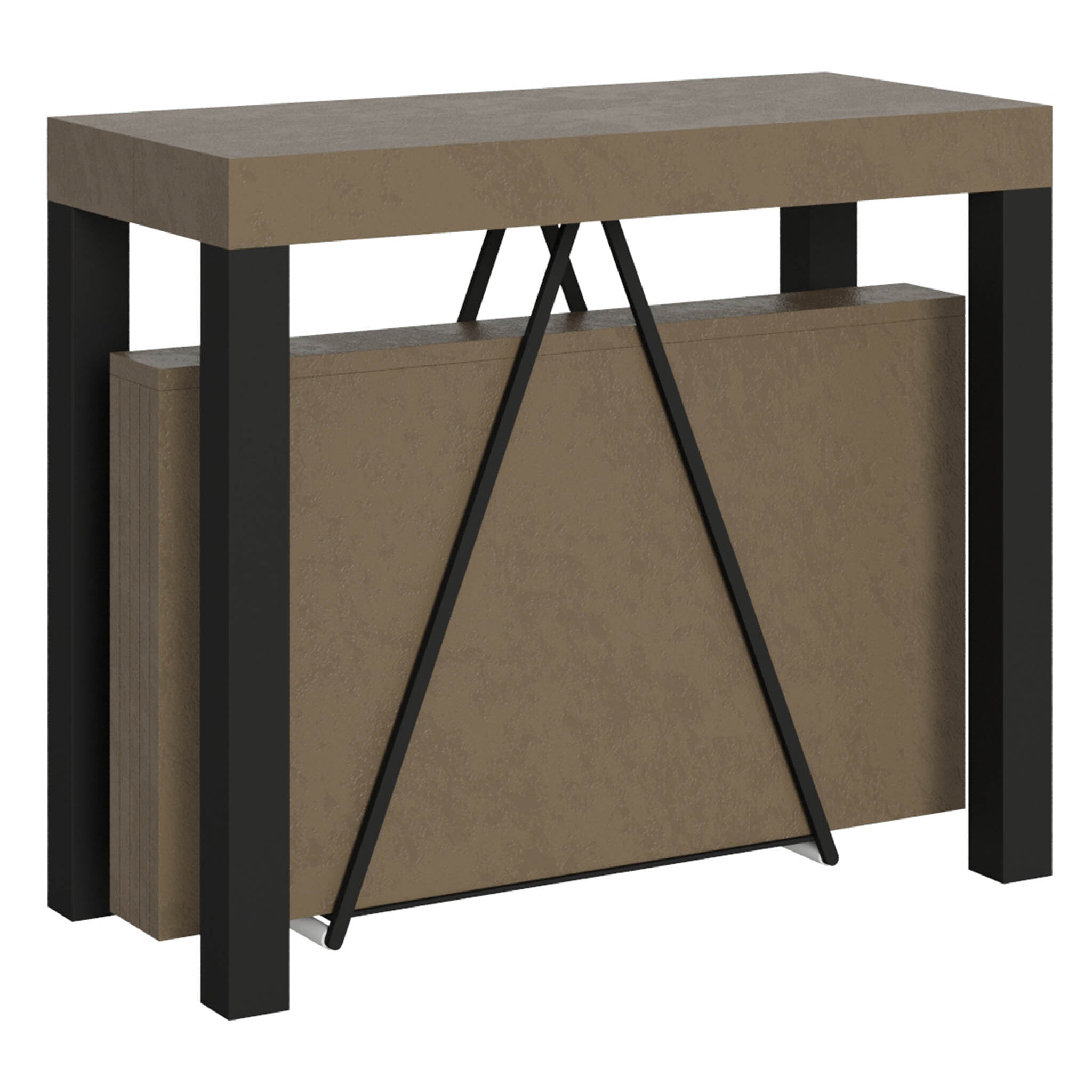 Consolle allungabile 90x40/300 cm Tiris tortora telaio antracite